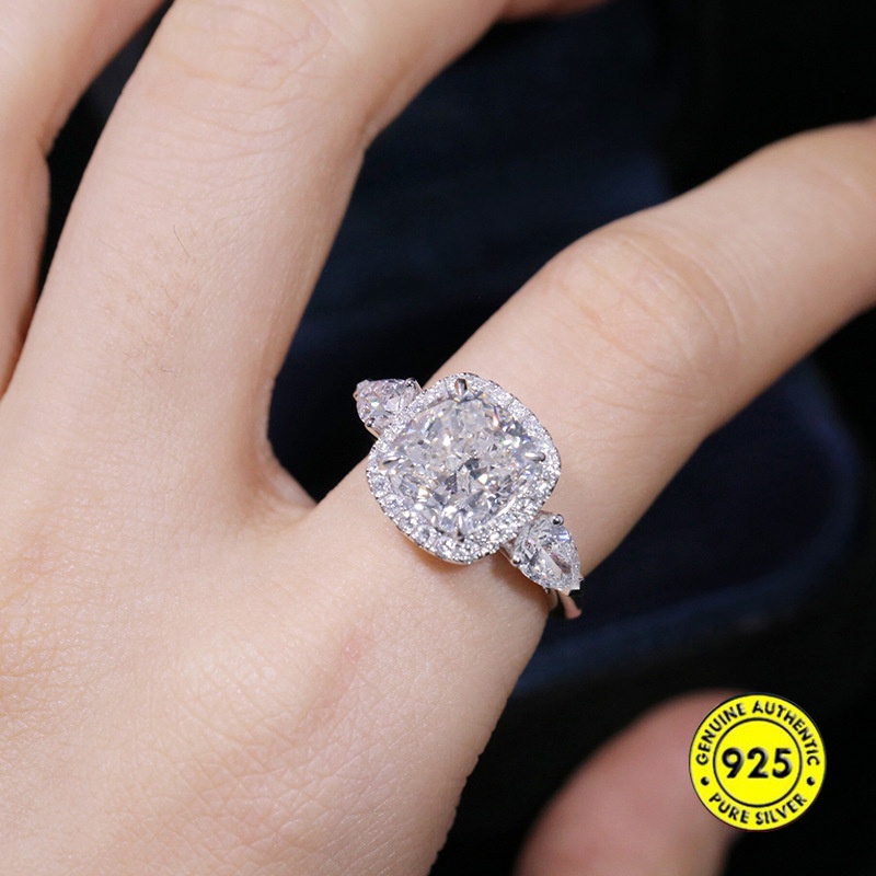 Cincin Berlian Penuh 5 Karat Model Terbuka Dapat Disesuaikan Untuk Wanita