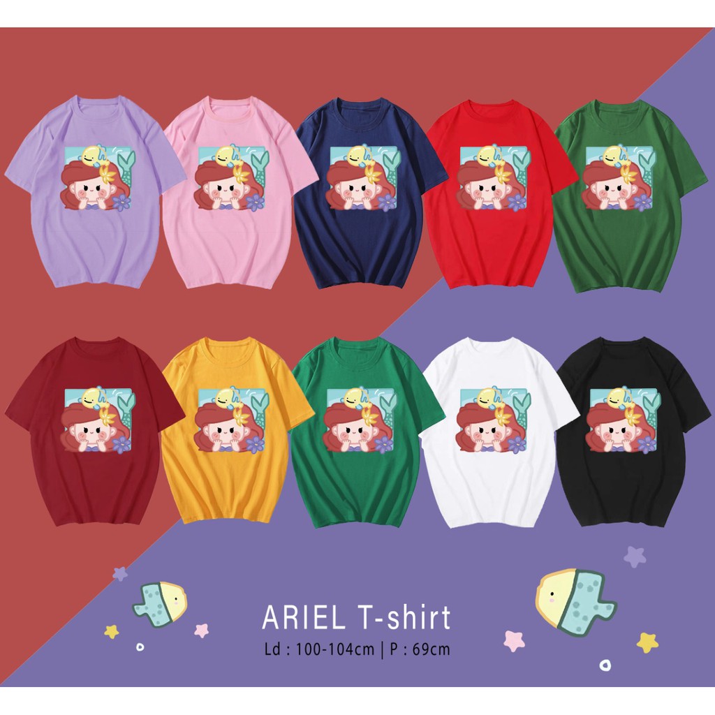 LITTLE MERMAID PUTRI DUYUNG LUCU CARTOON DESIGN KAOS / TERMURAH