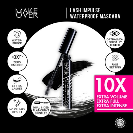 MAKE OVER Lash Impulse Waterproof Mascara 9 ml | Maskara Waterproof &amp; Smudgeproof