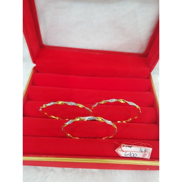 DLM343GL gelang keroncong anak model plintir kombinasi emas putih berat 6.400 d 4cm kadar 70% 16k to