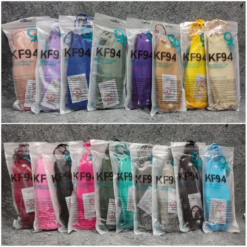 READY STOK KF94 KF 94 FISH MASK KOREA FACE MASK 4 PLY I CARE PELANGI WARNA WARNI ISI 10 LBR EARLOOP