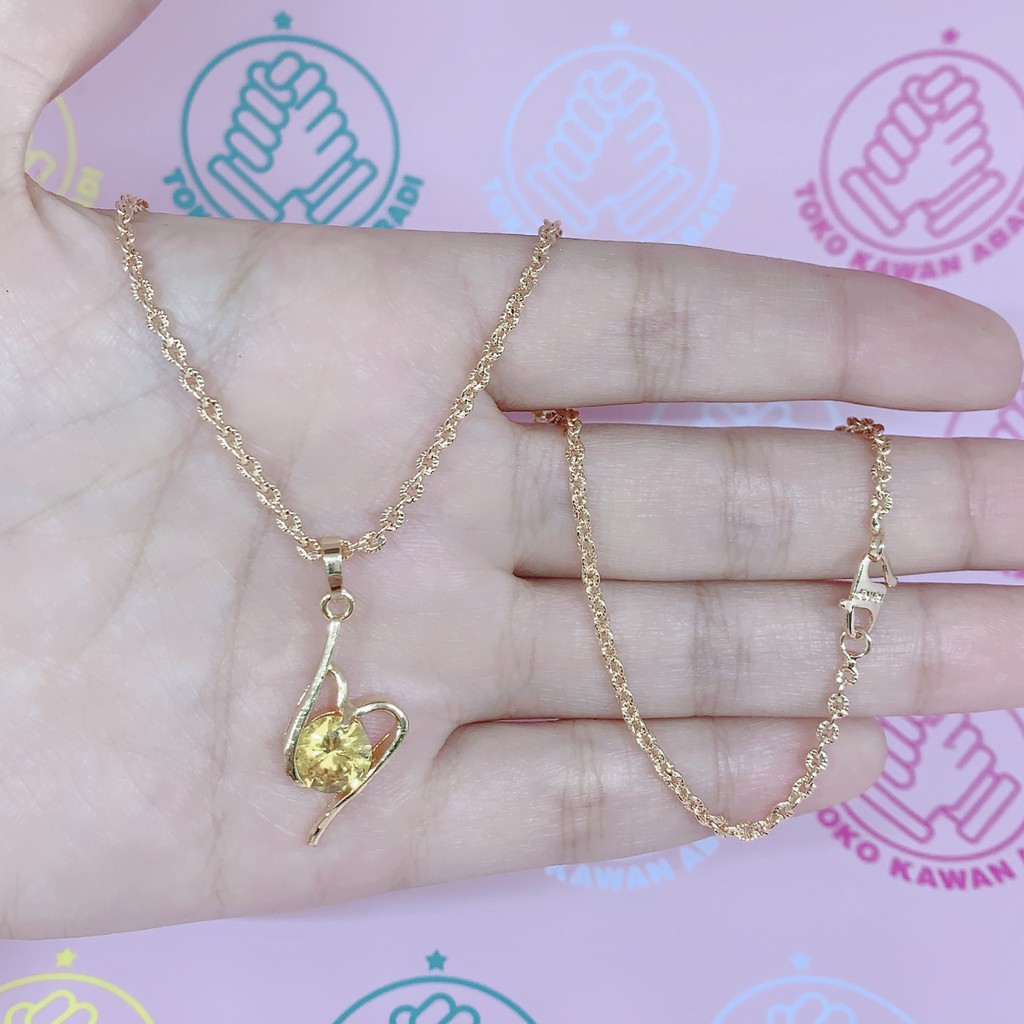 Kalung Xuping Gold Perhiasan Fashion Wanita Model Nori liontin Love Gold *26