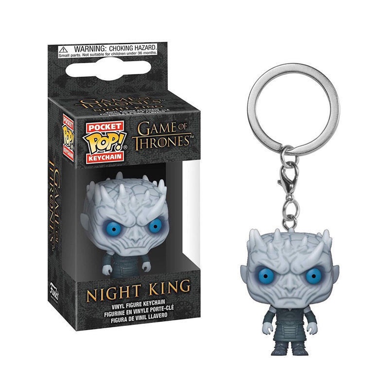 &lt; Tersedia &gt; 1Pcs Original Funko POP Game Of Thrones Gantungan Kunci PVC Night King Jon Ice Wolf Minifigure Collections