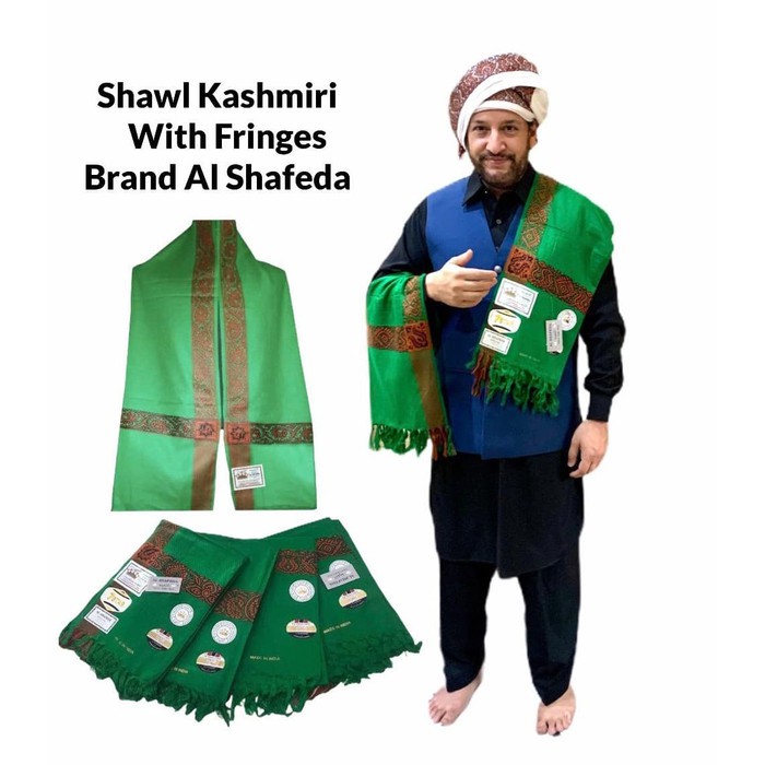 Sorban kashmiri hijau al shafeda/Shawl kashmiri hijau al shafeda JUMBO