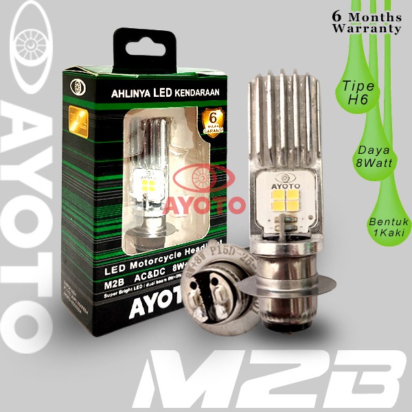 COD Lampu motor depan AYOTO LED M2B H6 AC & DC motor matic/bebek-M2B PUTIH