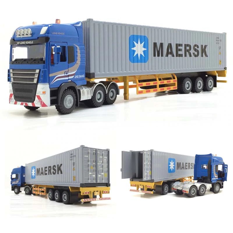 Import High Simulation 1:50 Maersk Semi-mounted Container Cargo Logistics Truck Model Toy Alloy