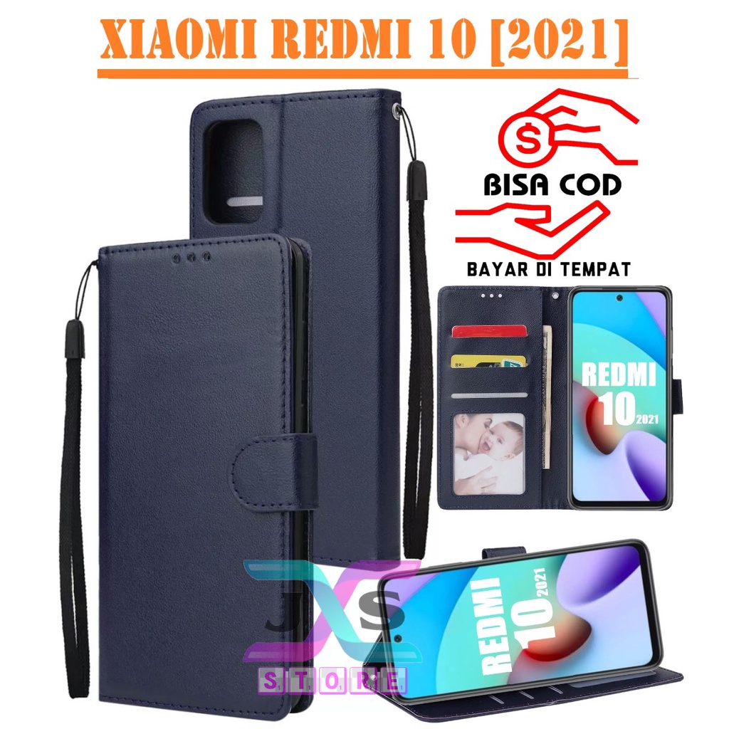 SARUNG BUKU HP UNTUK XIAOMI REDMI 10 [2021] / FLIP WALLET UNTUK XIAOMI REDMI 10 [2021] / LEATHER CAS