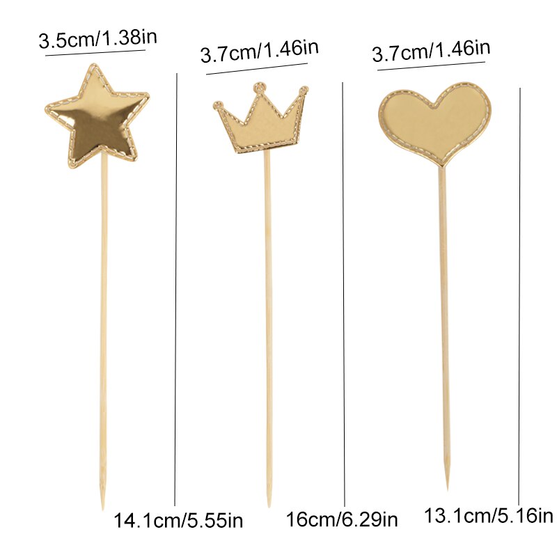5pcs / Pak Hiasan Topper Kue Dengan Bentuk Mahkota / Hati / Bintang Untuk Perlengkapan Pesta