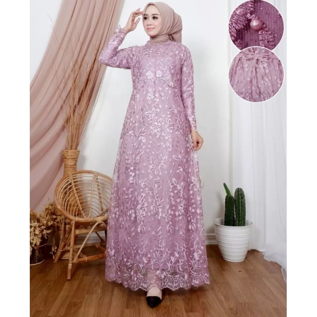 Kk COD/ Gamis Brokat Busui Modern 2022/ Gamis Pesta Kekinian/Gamis Termurah Harga Promo/Pakaian wani