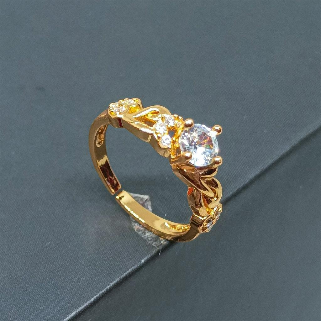 Jewelry Cincin Titanium Wanita Emas Muda Anti Karat Asli Emas Couple Dewasa Dan Luntur Logam Asesoris Gold