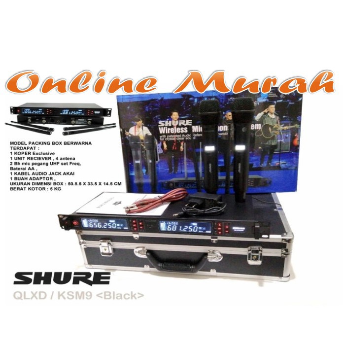 MICROPHONE WIRELESS SHURE QLXD KSM9 FREE KOPER HANDHELD MIC 4 ANTENA