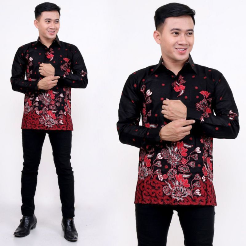 batik pria kemeja batik lengan panjang terlaris size m l xl xxl