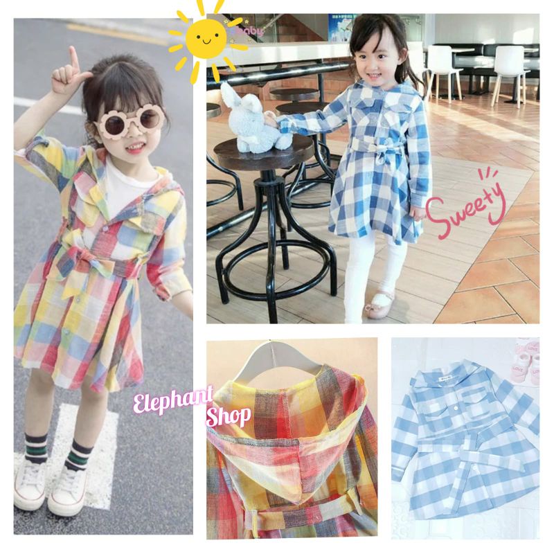DRESS ANAK PEREMPUAN / BAJU ANAK PEREMPUAN IMPORT KOTAK HOODIE IKATAN CINTA