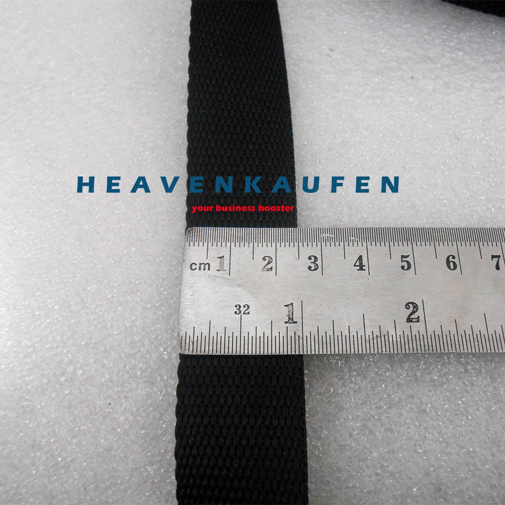 Webbing Tas YKK Lebar 2,5 cm Polyester Warna Hitam Harga Per Meter