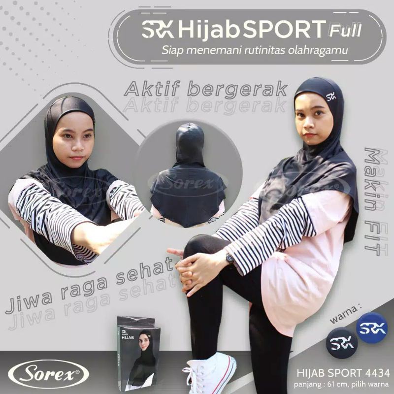 HIJAB SPORT FULL JILBAB OLAHRAGA HIJAB MUSLIMAH SOREX ORIGINAL