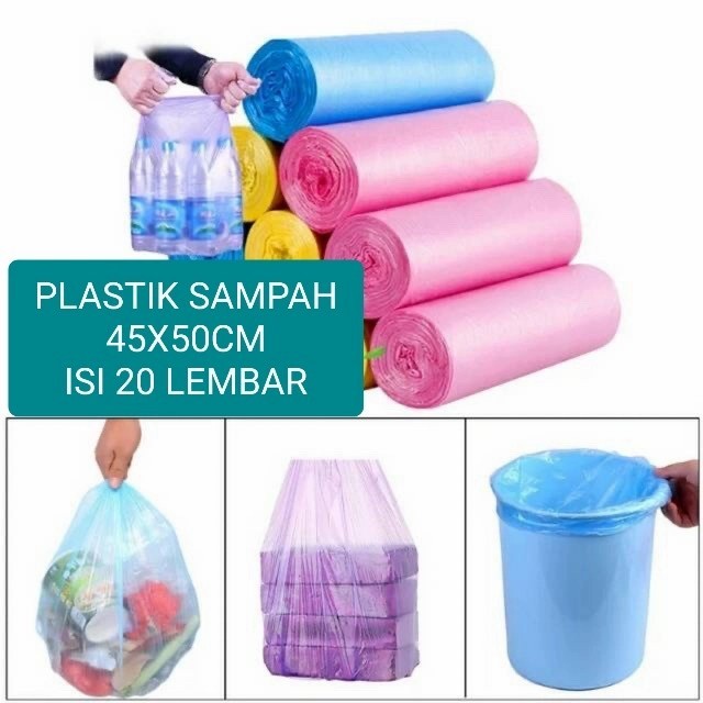 KANTONG PLASTIK SAMPAH 45X50CM ISI 20 PCS KANTONG PLASTIK GULUNG ROLL | yanna866