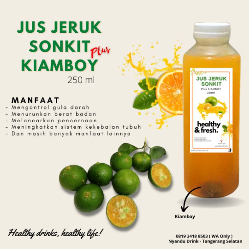 

Minuman jeruk sonkit kiamboy | Minuman jeruk kunci | Jus jeruk sonkit kiamboy | jus jeruk kunci | jus jeruk sehat | 250ml