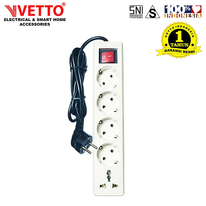 VETTO V8205/1.5M SW + TB Stop Kontak - 1.5 Meter SNI