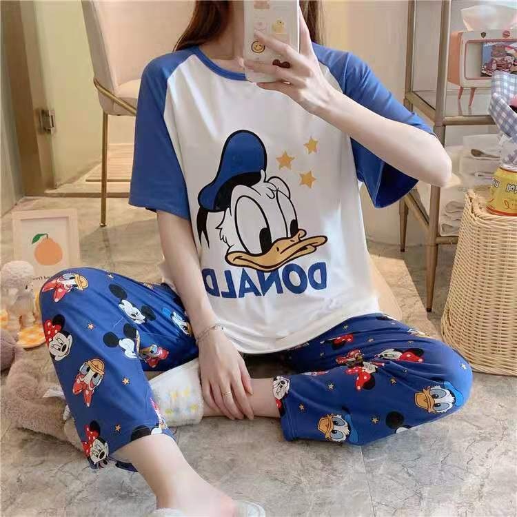 ✅𝐅𝐎𝐈𝐒𝐒® Set Piyama Wanita Setelan Baju Tidur Lengan Pendek Import Motif Kartun 4006