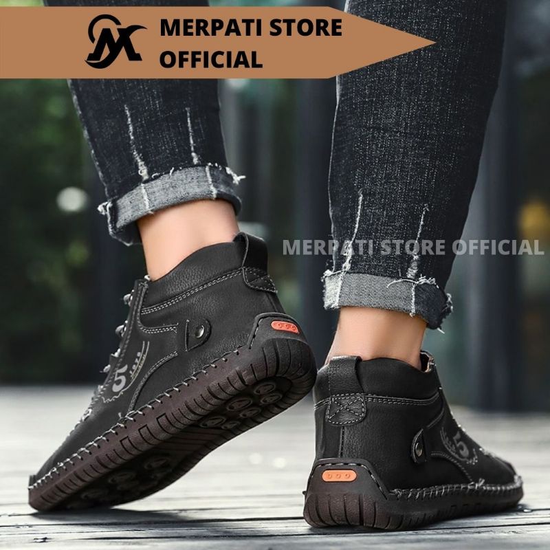 Merpati Store - Sepatu Bots Pria Original Handmade Tali Import Kulit Kerja Formal Santai Keren