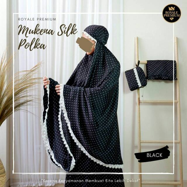 Mukena Silk Polka Royale Premium / Mukena Sutra Motif Polkadot