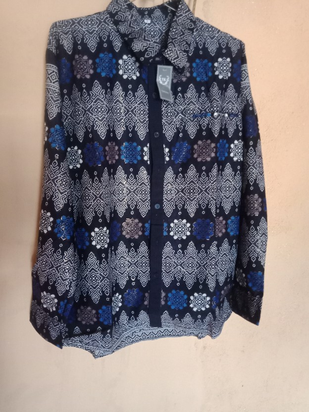 (realpict) Kemeja Batik Dewasa Prada Lengan Panjang (m / L)