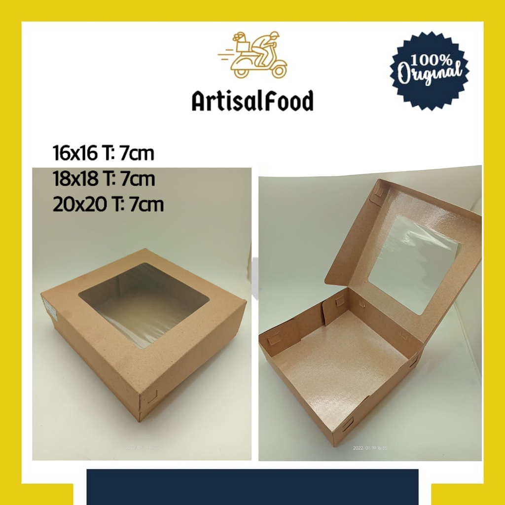 Dus Kue Kotak Kue Cake Box Kemasan Roti Snack Dus Kraft Jendela