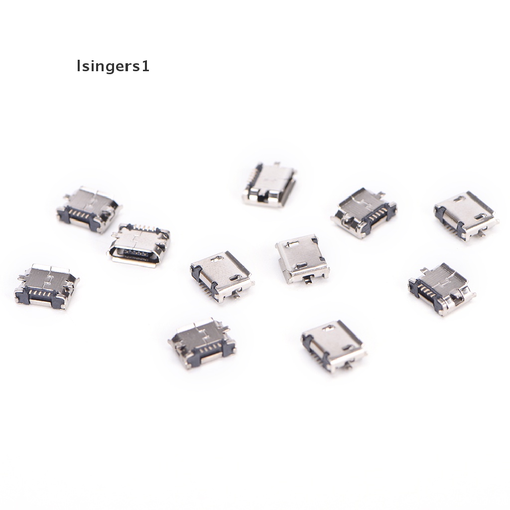 (lsingers1) 10pcs Konektor Micro USB 5 pin B Female Untuk Soket Charging 5 pin