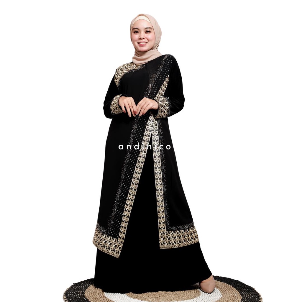 ANDINICOLLECTION Abaya Hitam 115 - Gamis Wanita Abaya Hitam / Gamis Hitam Umroh / Abaya Hitam Turkey