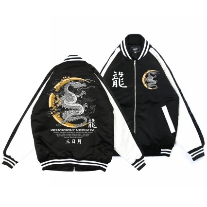 Jaket Varsity pria sukajan naga mikuduki dragon kreator apparel