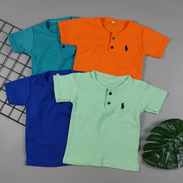 1 3TH Kaos  Anak  Polo  Kancing Polo  Button Tee Shopee 