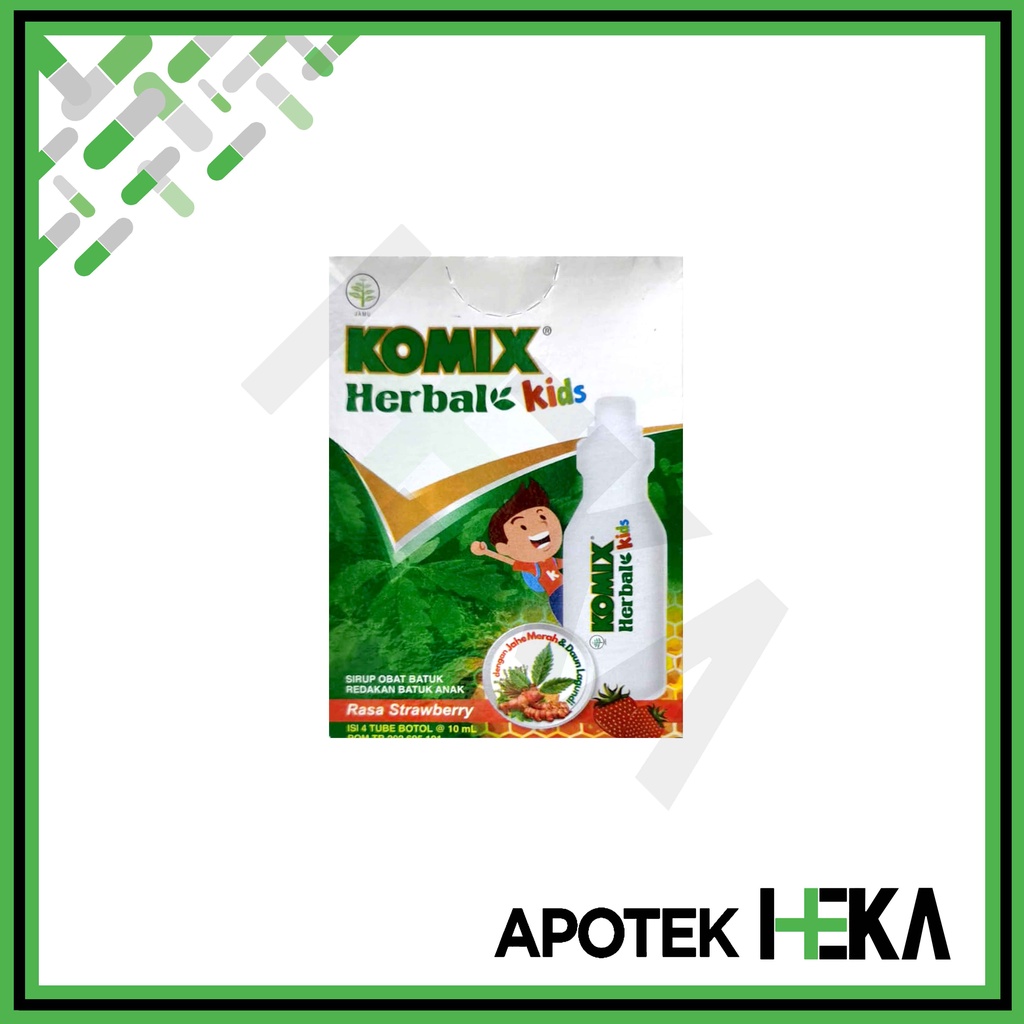 Komix Herbal Kids 10 ml Box isi 4 Tube - Sirup Rasa Strawberry Batuk (SEMARANG)