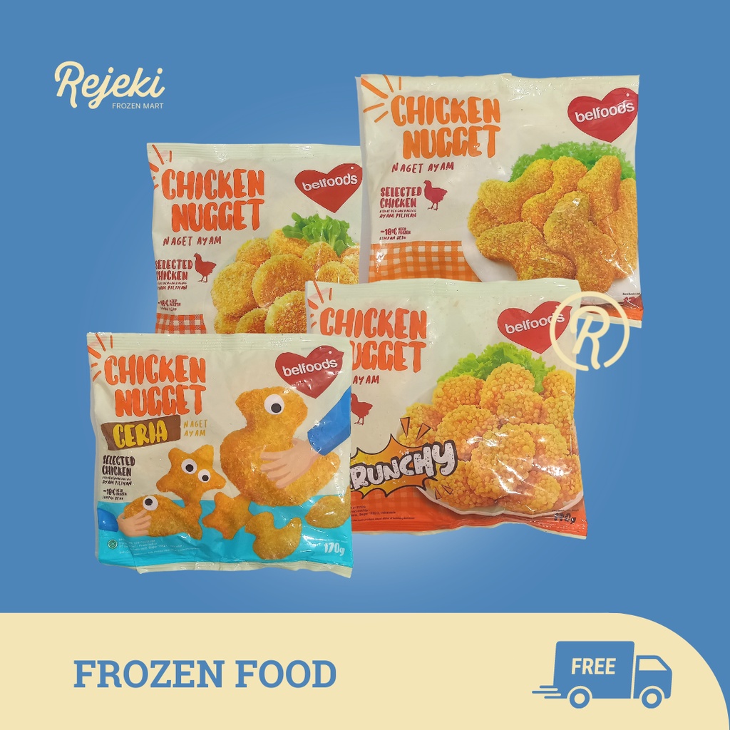 

Belfoods Chicken Nugget Naget Ori - Crunchy - Ceria - Cornflakes - Rejeki Frozen Mart