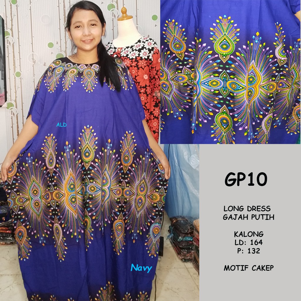 Long Dress Gajah Putih Kalong Elegan Motif Cakep GP10