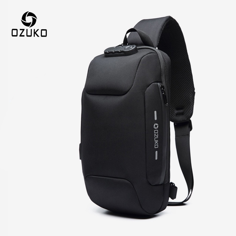 OZUKO Tas Selempang Crossbody Sling Bag Coded Lock with USB Charger Port - 9223