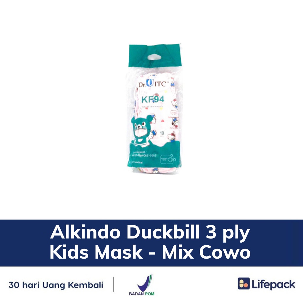 Alkindo Duckbill 3 ply Kids Mask - Mix Cowo - Masker Pelindung Debu, Bakteri, dan Virus - LIFEPACK-Mix Cowo