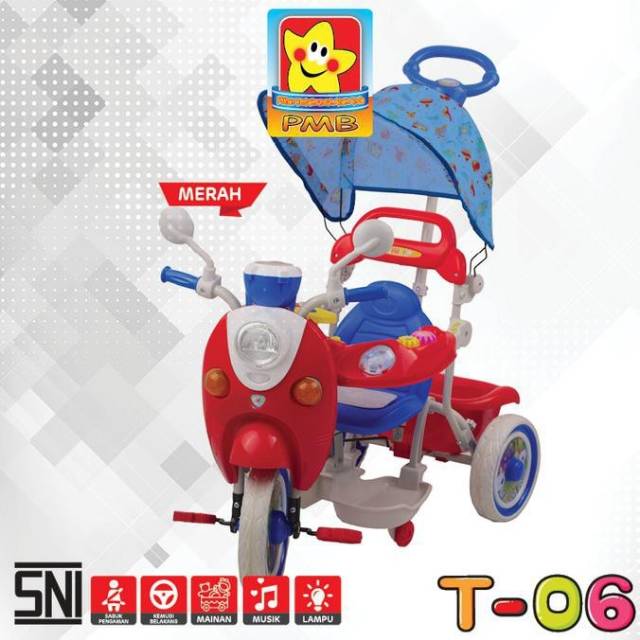 Sepeda Roda Tiga Anak balita Tricycle dobel musik PMB T06