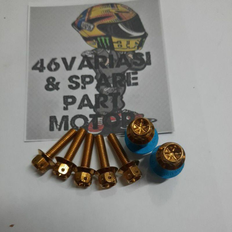 BAUT PROBOLT TUTUP TANGKI NINJA BLUE / GOLD ORI THAILAND