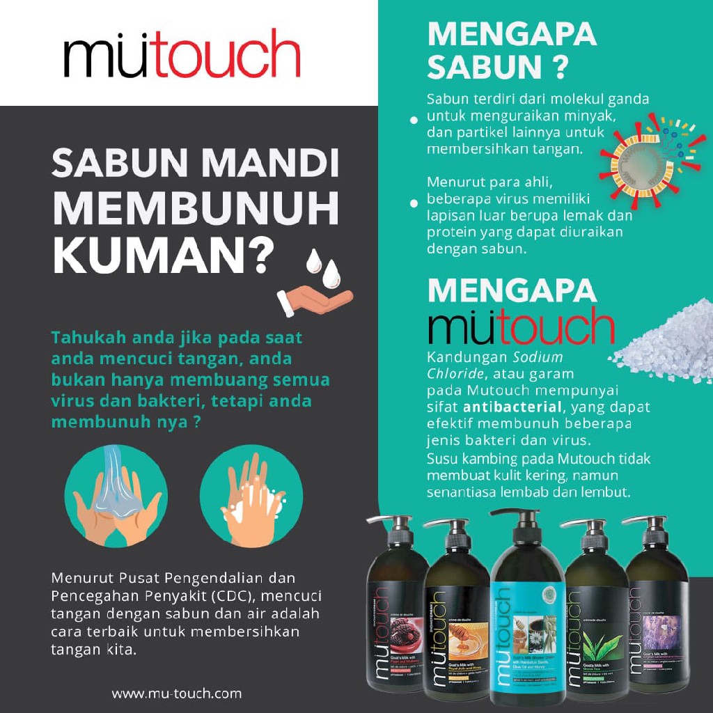 ❤ BELIA ❤  MuTouch Goat's Milk Shower Cream 450ml / 800ml / 1000ml Shower Scrub 940ml (✔️BPOM)