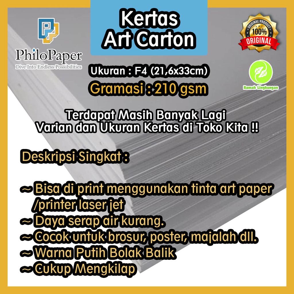 

Kertas Art Carton 210 Gsm F4