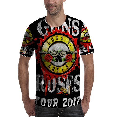 Kaos GNR Tour 2017 Guns N' Roses Band Tshirt Unisex Bahan Polyester Jersey T-SHIRT Fullprint Tees Ca