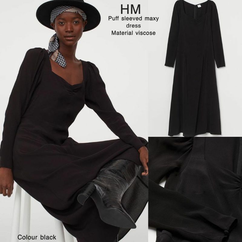 HM PUFF MAXY SLEEVE DRESS (BLACK)