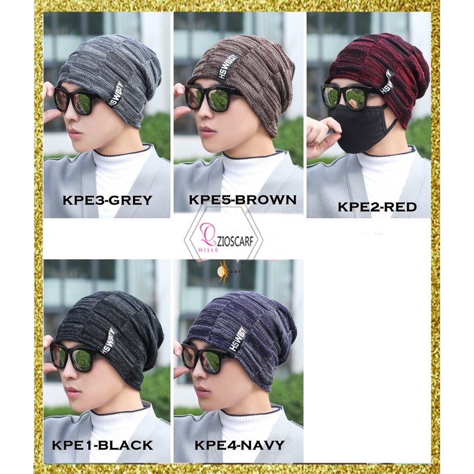 HSWBOY KPE Topi Kupluk Beanie Dewasa Knitted Hat Bahan Rajut Bulu Tebal Topi Gunung