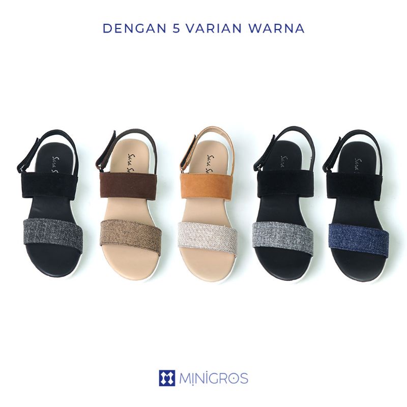 Sara Sara BELLINA Sandal Wedges Wanita Kekinian Sendal Cewek Tali Belakang Hak Platform Terbaru