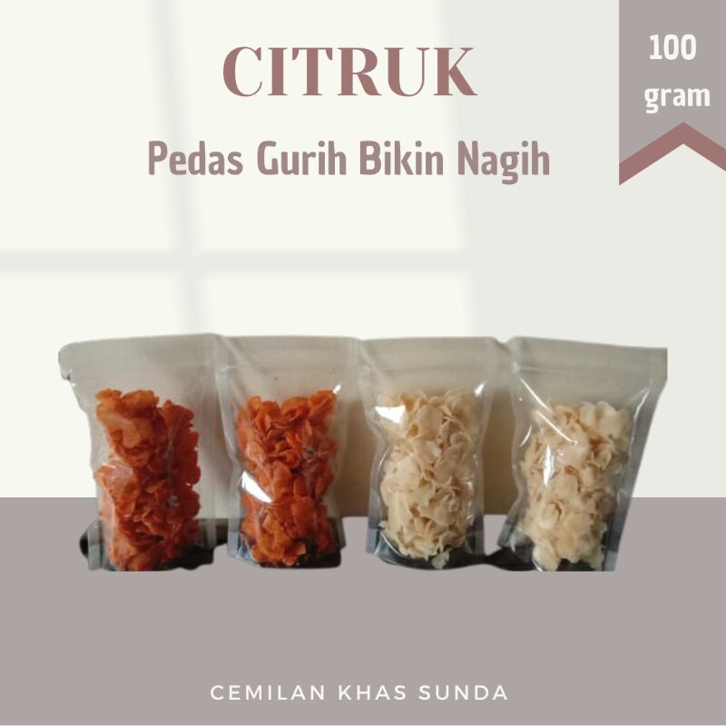 

Keripik kaca, citruk pedas gurih, kemasan 100 gram