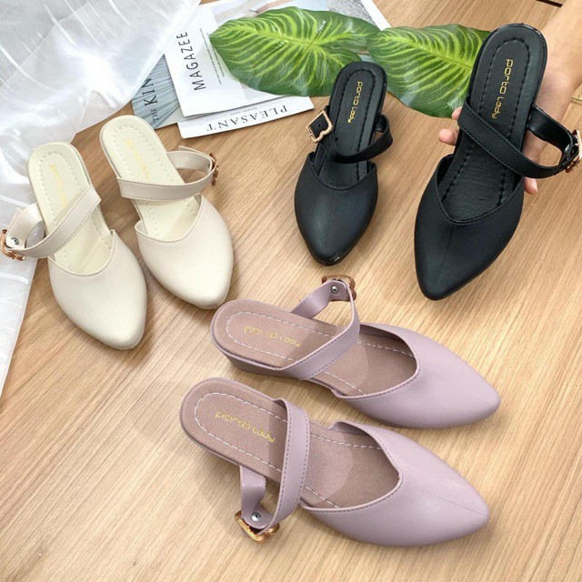 (COD) Sandal Selop Wanita Jelly Wedges Tali Tengah Porto LTC