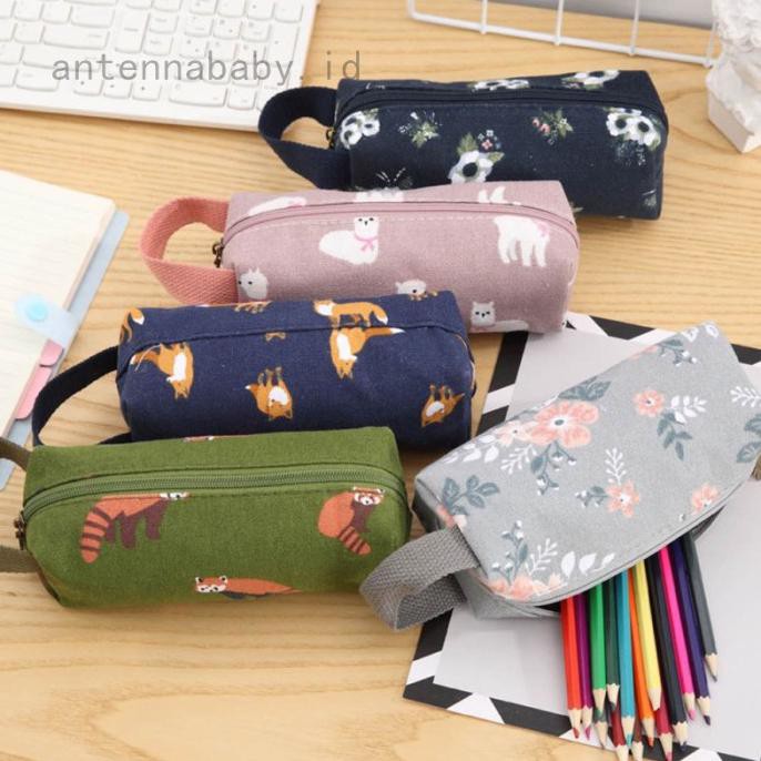 

Cartoon Canvas Pen Pencil Case Bag Box Storage Large Zipper School Pulaukulur.Com2