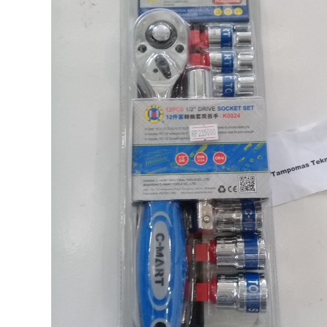 Kunci Sok Set 12pcs DR.1/4" Original Kunci Sok Rachet Handle