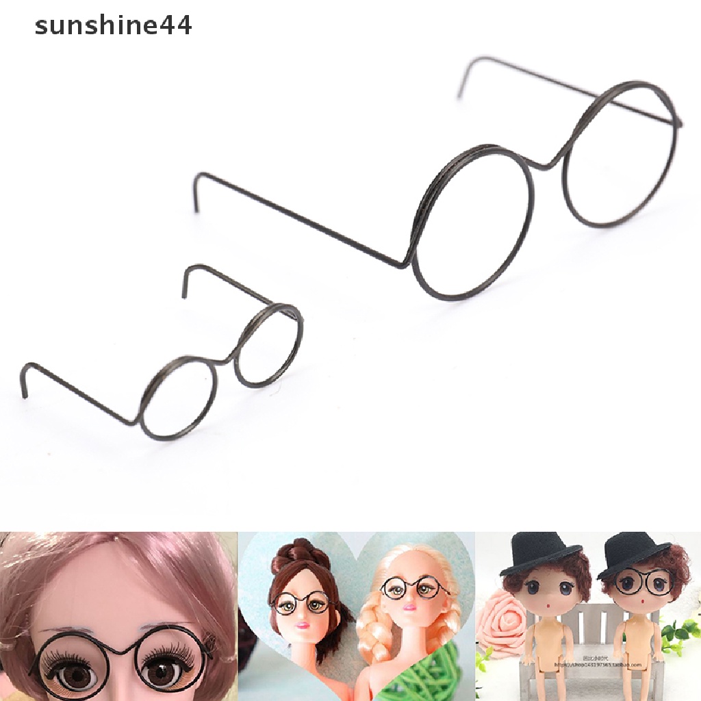 Sunshine Kacamata Frame Bulat Tanpa Lensa Gaya Retro Untuk Aksesoris Boneka