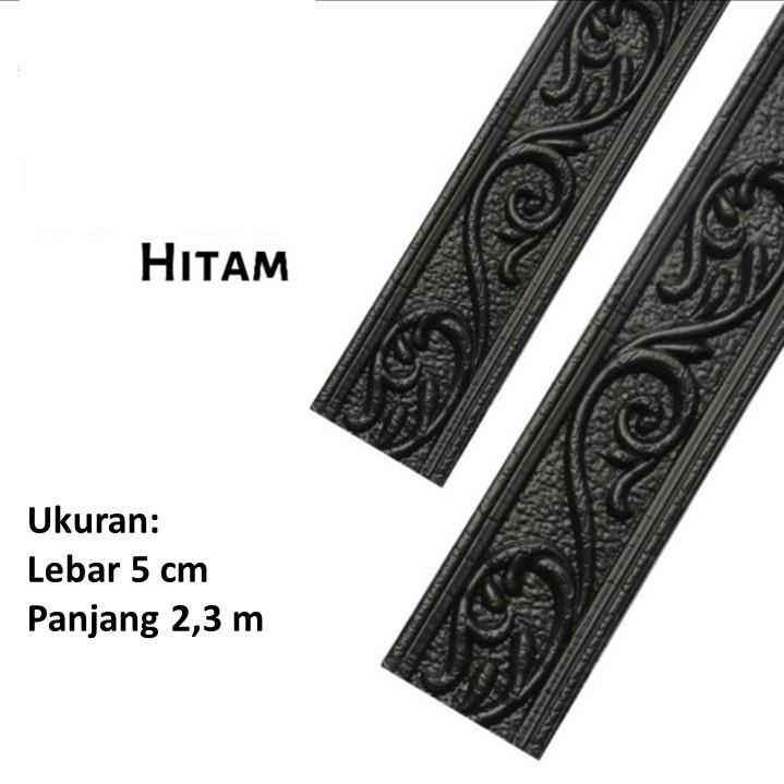 [COD] Wallpaper Bata sticker 3D Foam 3mm Warna Warni / Wallpaper sticker brick 3D Foam rekat anti air-List Hitam